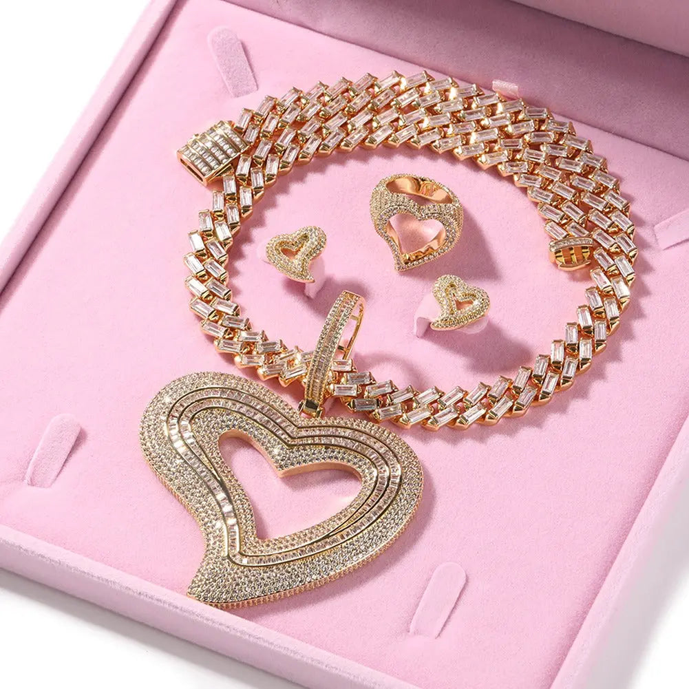 4pc big baguette heart set - BizaarFashionCrush