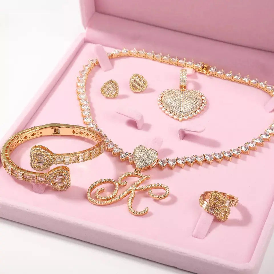 6 piece baguette heart set - BizaarFashionCrush