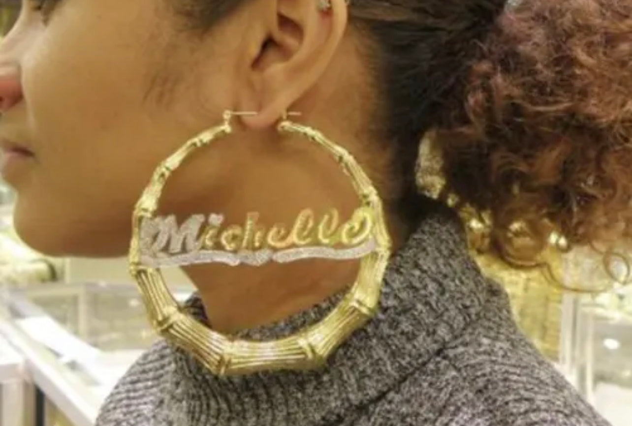 Gold plated bamboo earrings