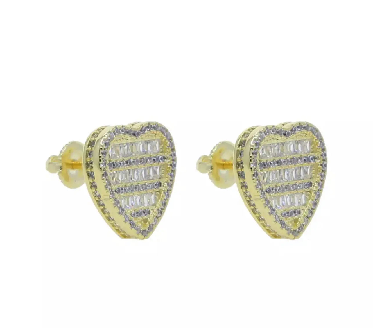 Baguette heart stud earrings - BizaarFashionCrush