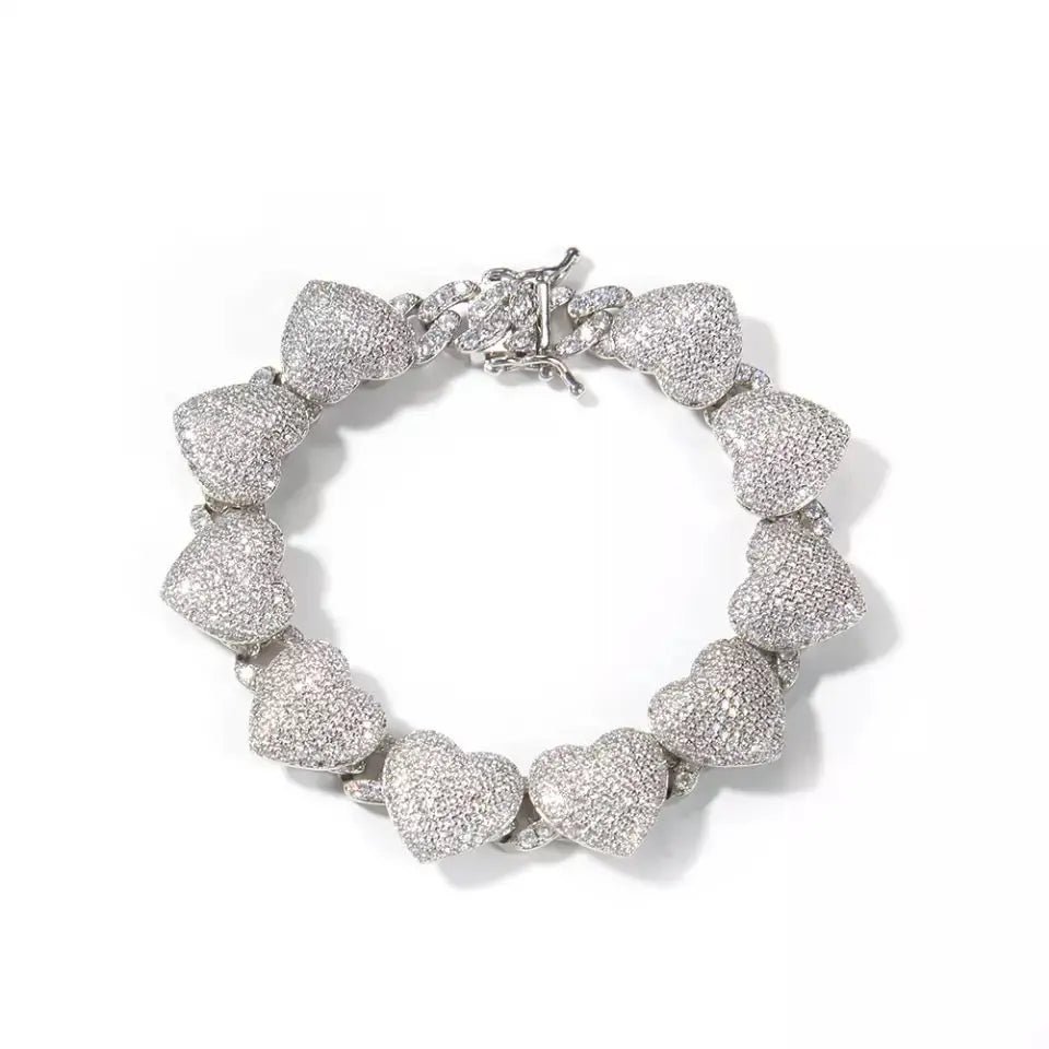 Cuban link heart bracelet - BizaarFashionCrush