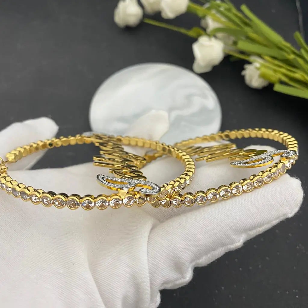 Custom bling name earrings - BizaarFashionCrush