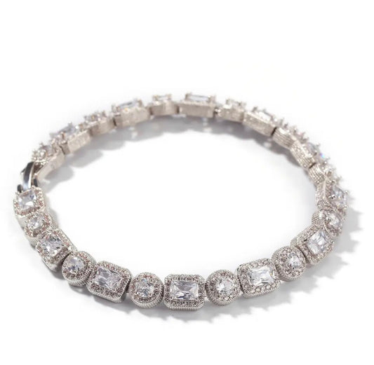Icy round and square diamanté bracelet