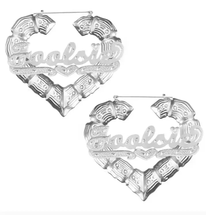 Gold plated heart bamboo earrings - BizaarFashionCrush