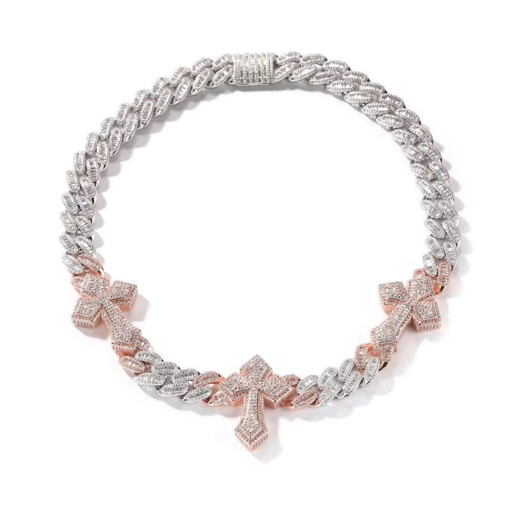 Triple Cross Cuban necklace