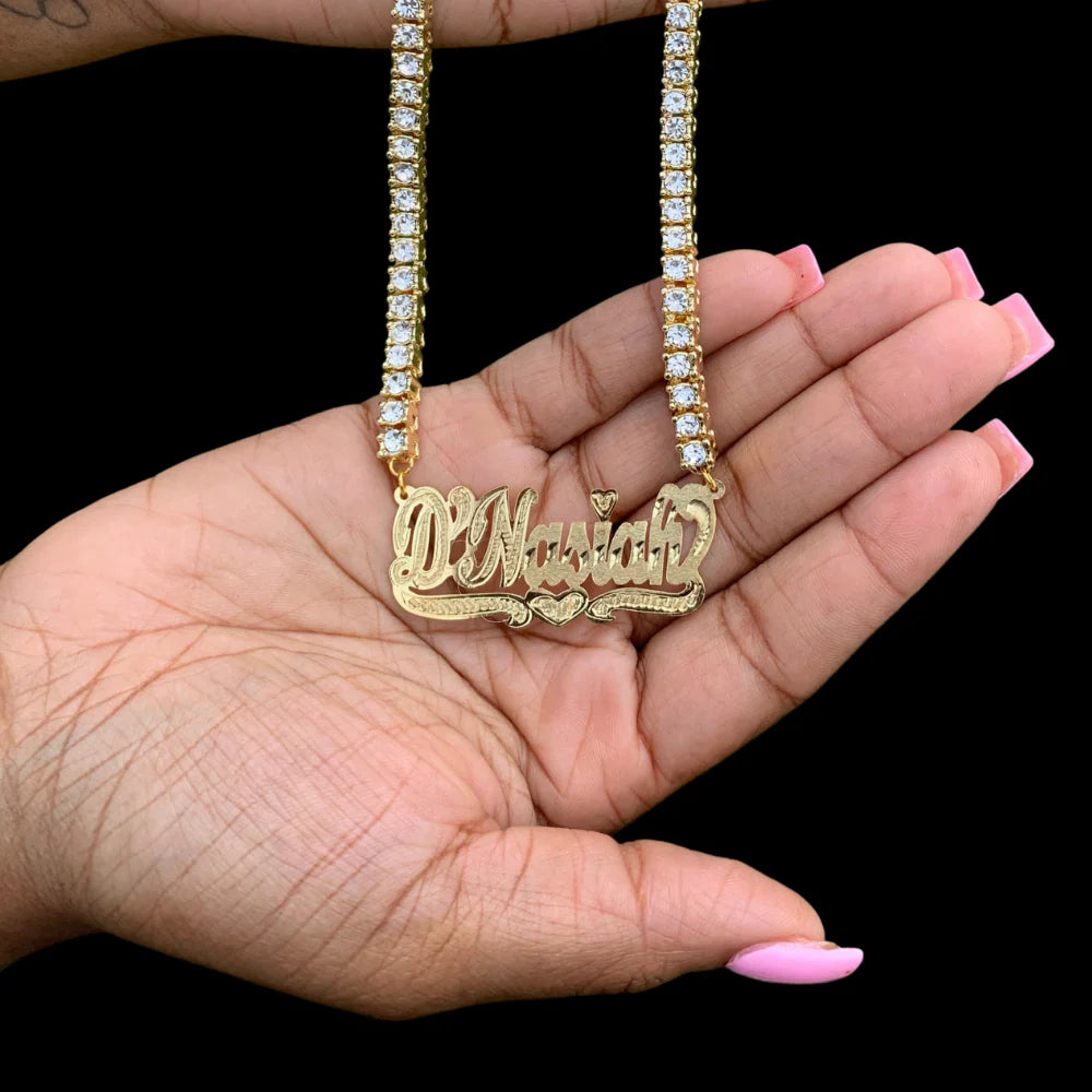 Custom tennis name necklace