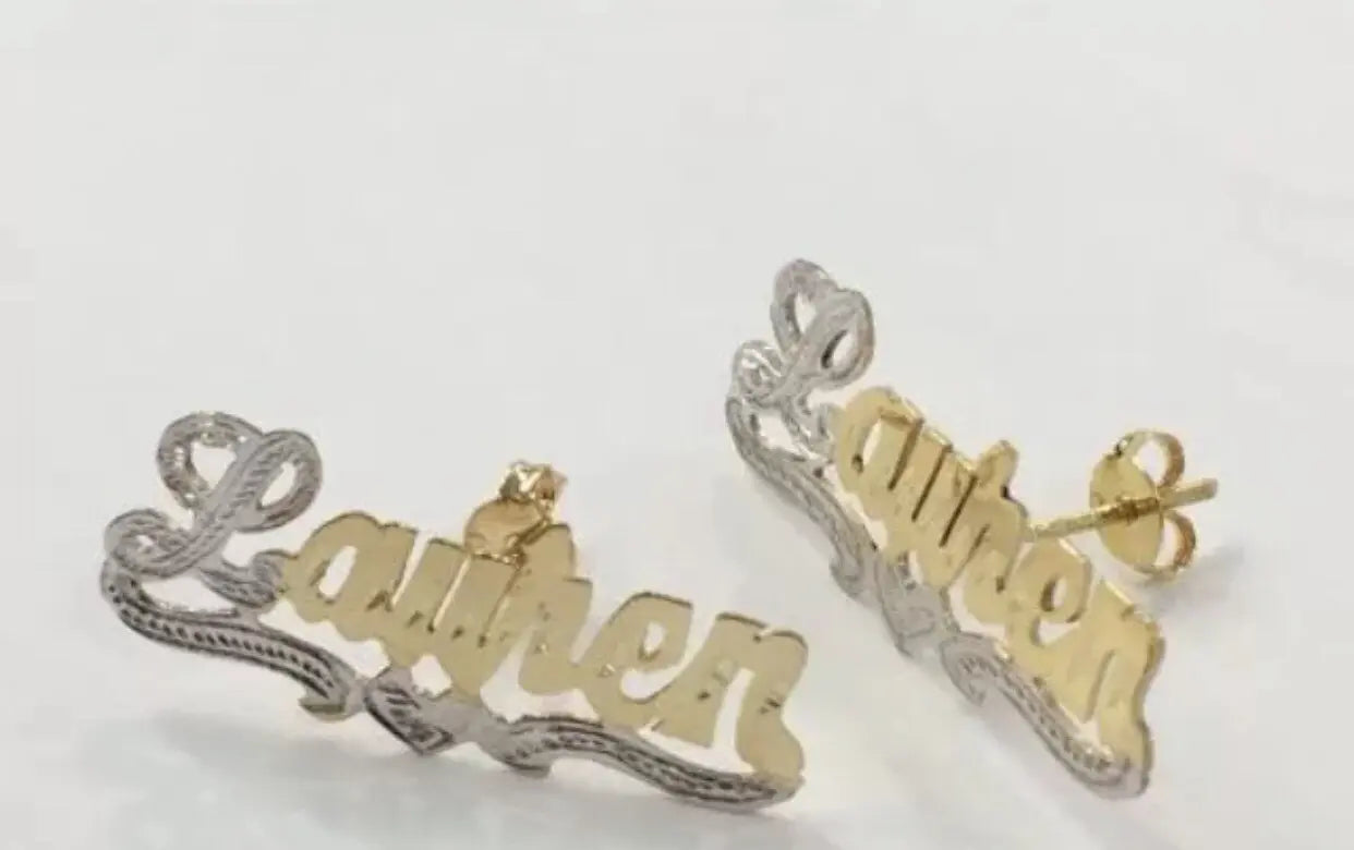 Stud name earrings - BizaarFashionCrush