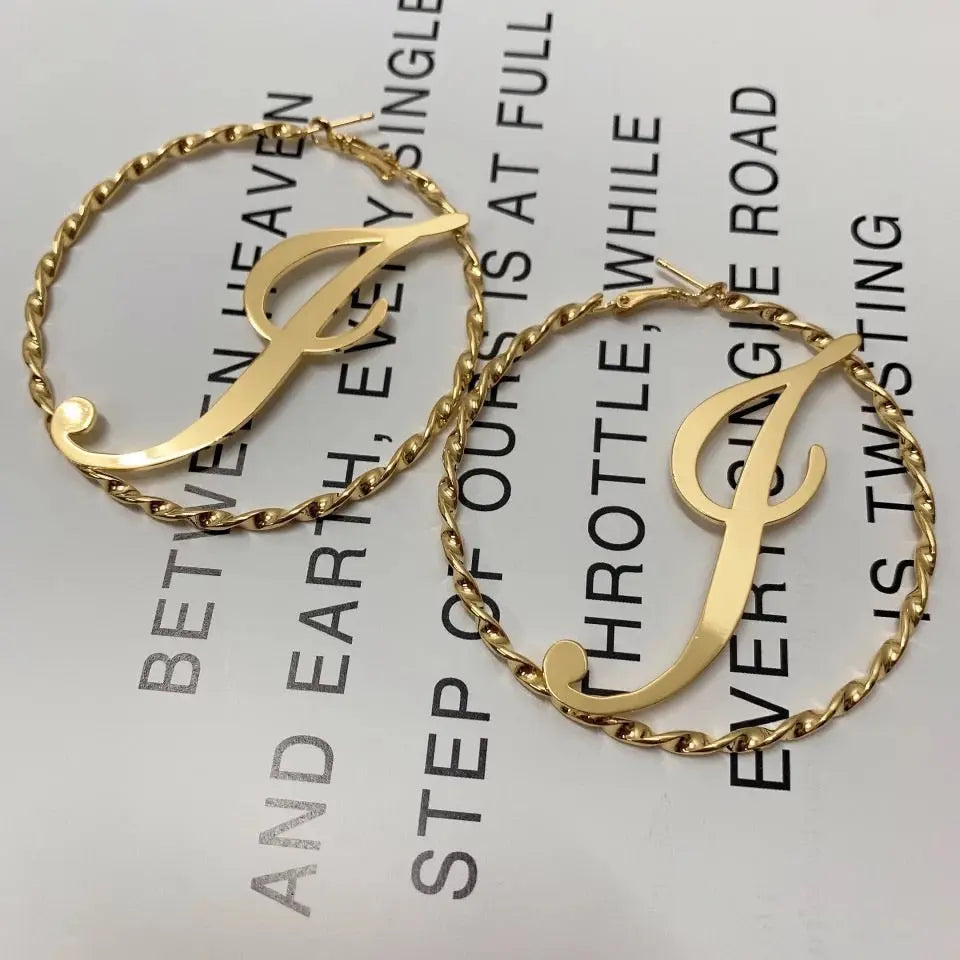 Swirly Initial Earrings - BizaarFashionCrush