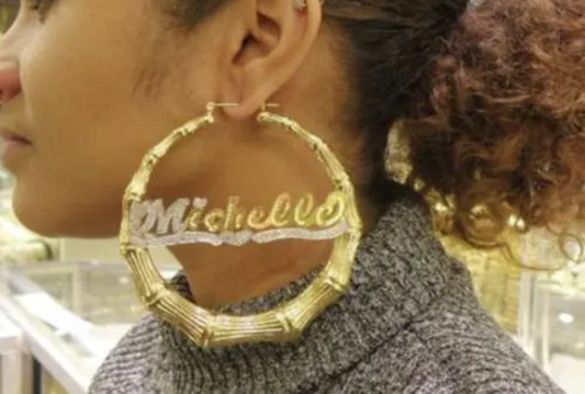 Gold plated bamboo earrings