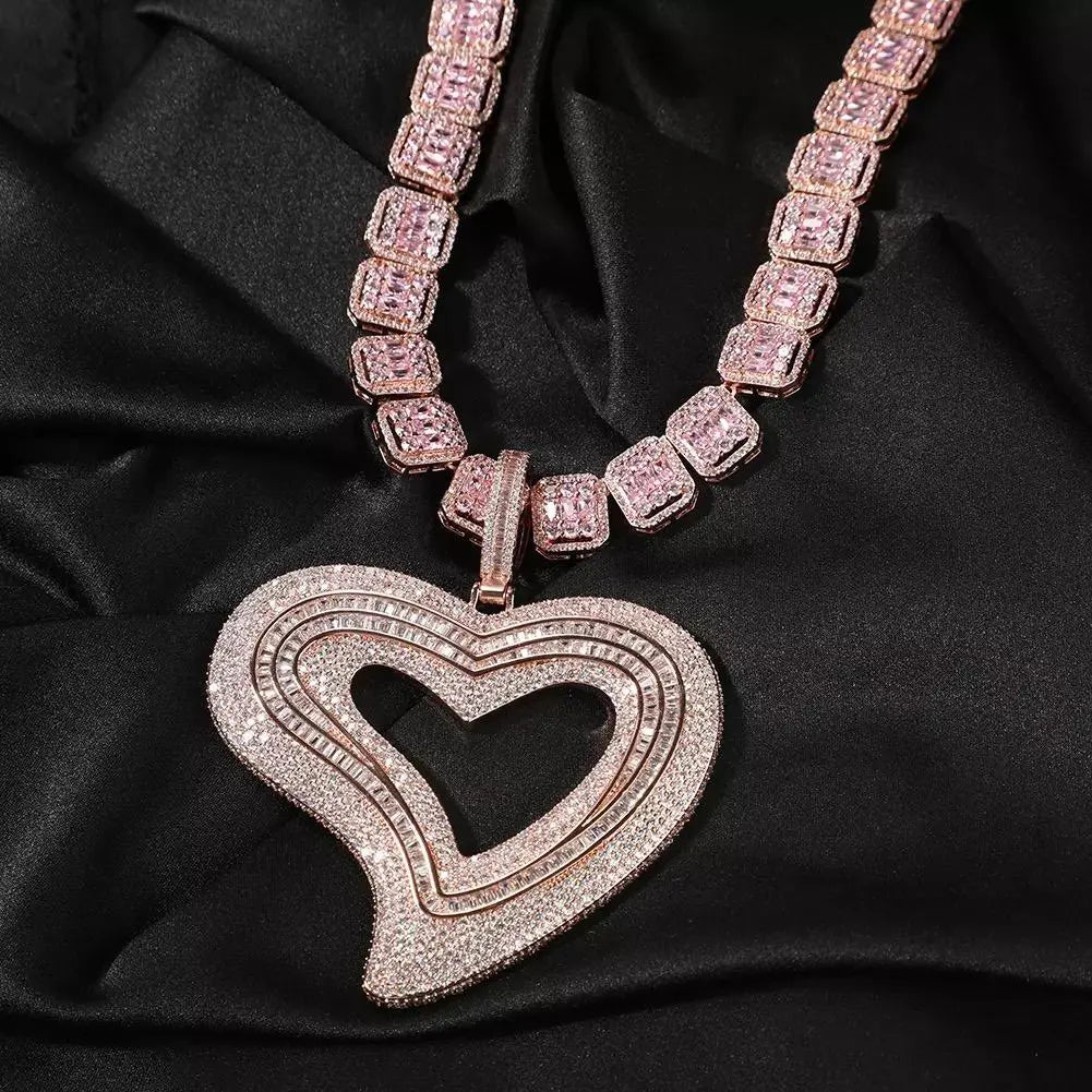 Big baguette heart necklace - BizaarFashionCrush