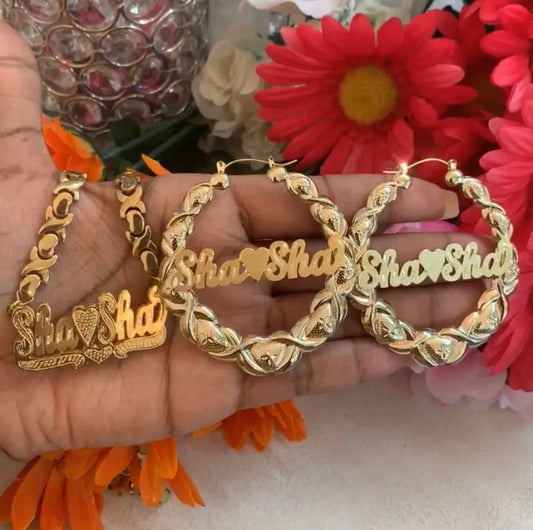 Custom XoXo earrings and necklace set - BizaarFashionCrush