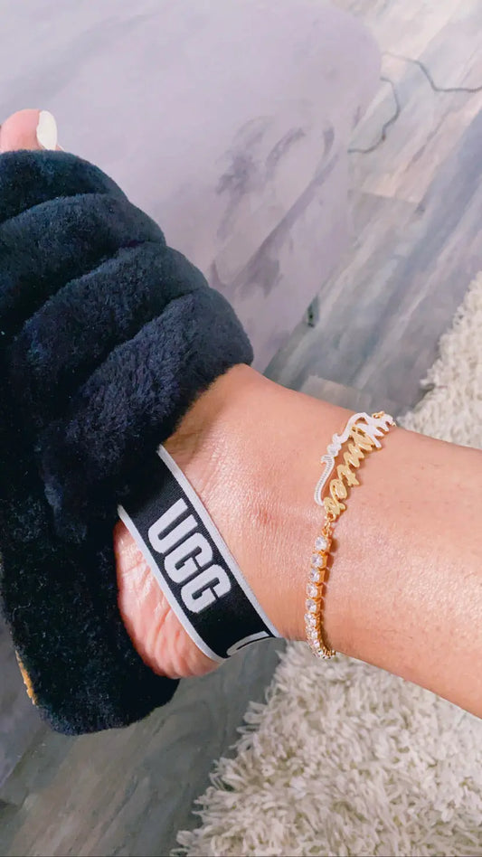 Custom tennis name anklet - BizaarFashionCrush