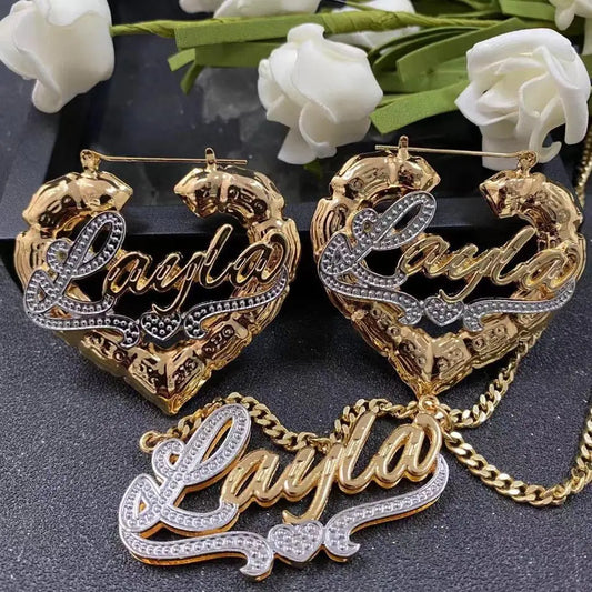 Heart shape earrings and necklace set - BizaarFashionCrush