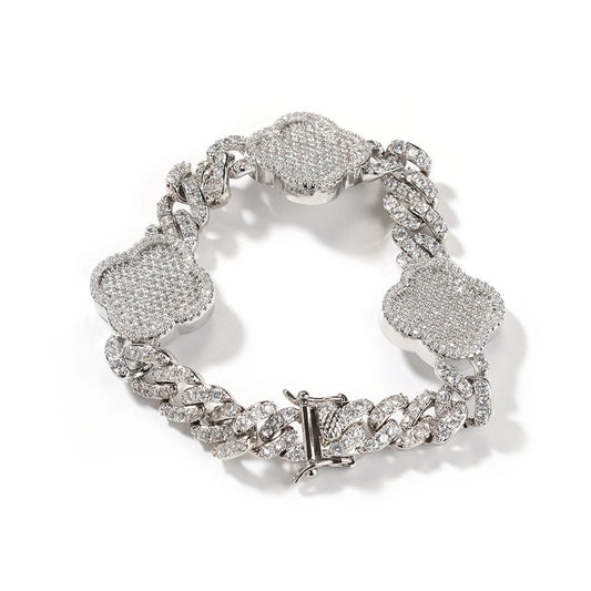 Four leaf clover Cuban bracelet