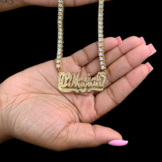 Custom tennis name necklace