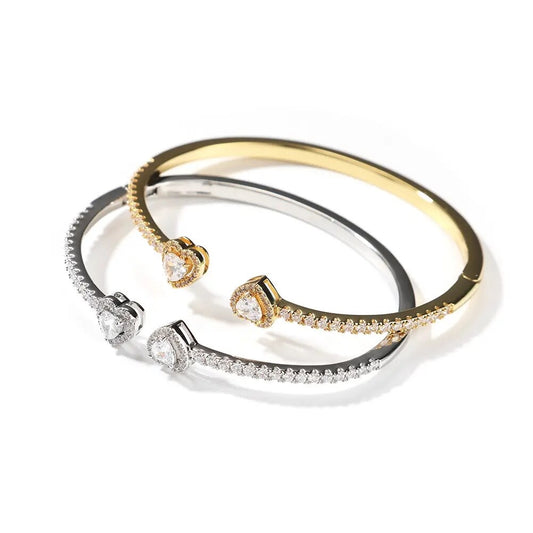 Double heart cuff bangle