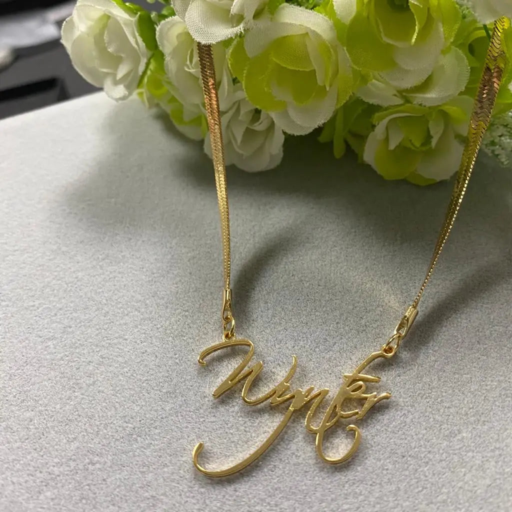 Personalized Herringbone name necklace - BizaarFashionCrush