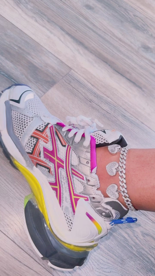 Baguette heart charm anklet